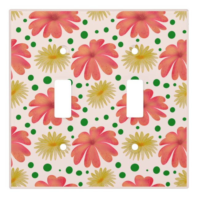 Bright Retro Floral Seamless Pattern  Light Switch Cover (Front)