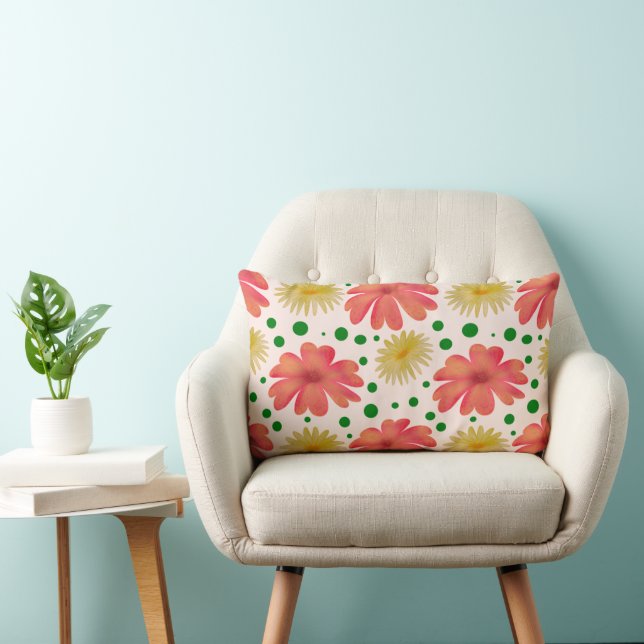 Bright Retro Floral Seamless Pattern  Lumbar Pillow (Chair)