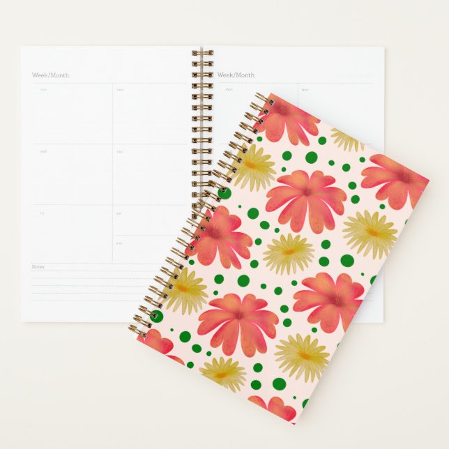 Bright Retro Floral Seamless Pattern  Planner (Display)