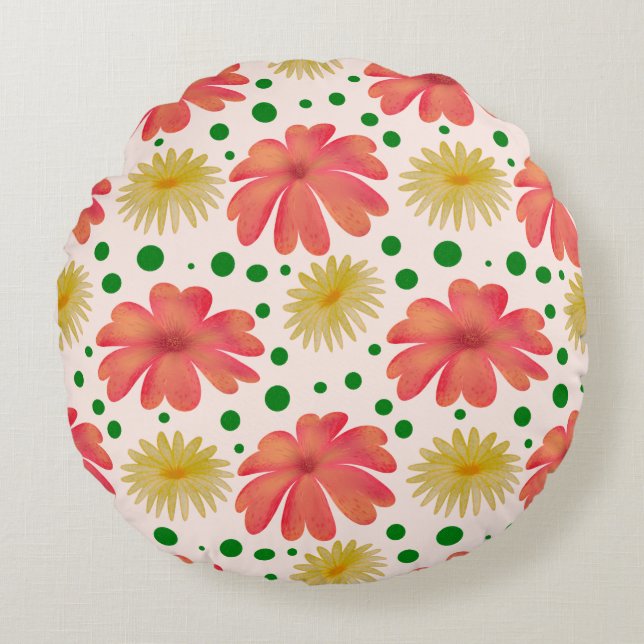 Bright Retro Floral Seamless Pattern  Round Pillow (Front)