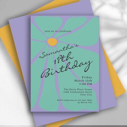 Bright Retro Flower Power 18th Birthday