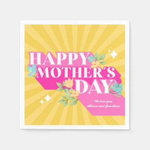 Bright Retro Groovy Happy Mother's Day Napkins
