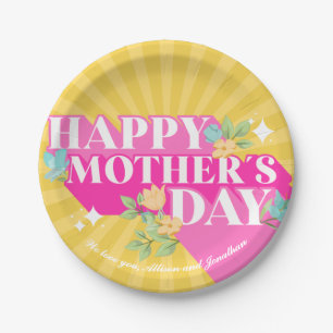 Bright Retro Groovy Happy Mother's Day Paper Plates