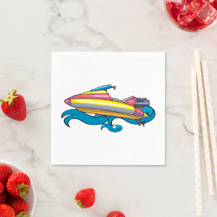Bright Retro Jet Ski Napkins