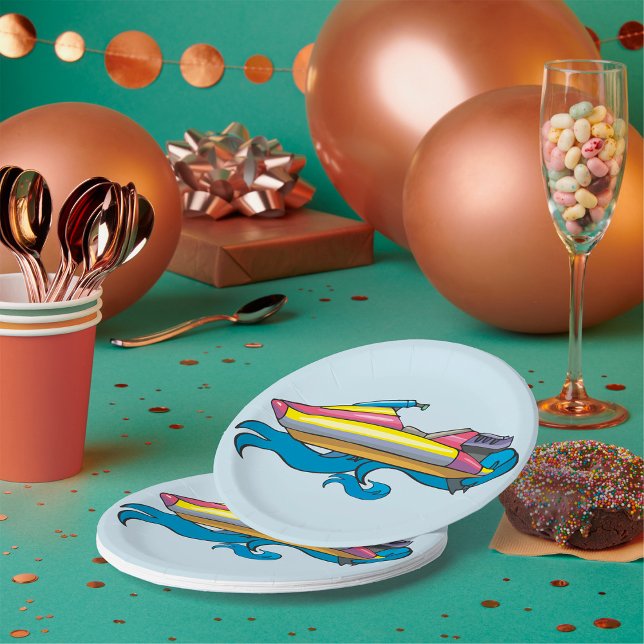Bright Retro Jet Ski Paper Plates (Creator Uploaded)