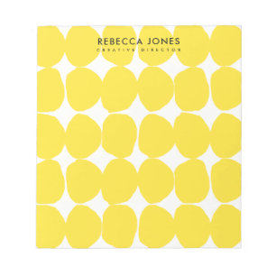 BRIGHT RETRO LARGE HAND DRAWN YELLOW POLKA DOTS NOTEPAD