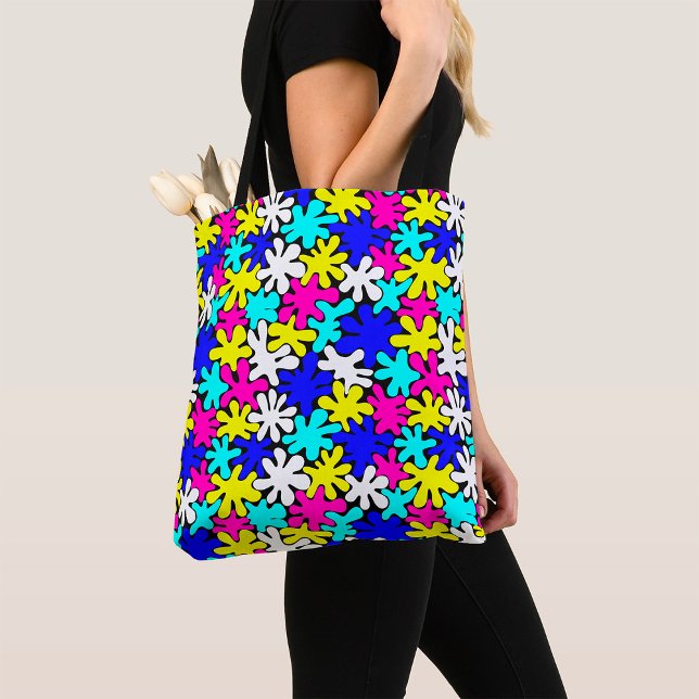 Bright Retro Paint Splash Pattern Tote Bag (Creator Uploaded)