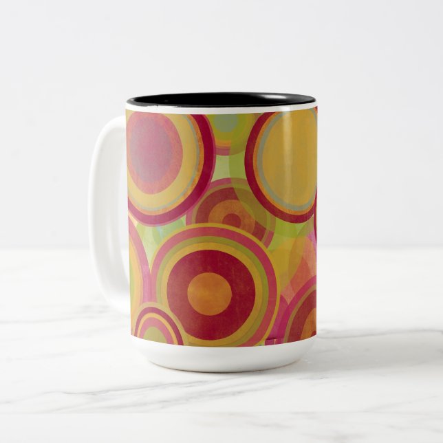 Bright rings of colors Two-Tone coffee mug (Front Left)