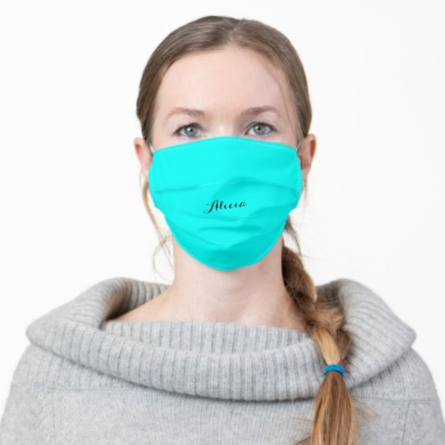 Bright Robin Egg Blue Personalized Adult Cloth Face Mask