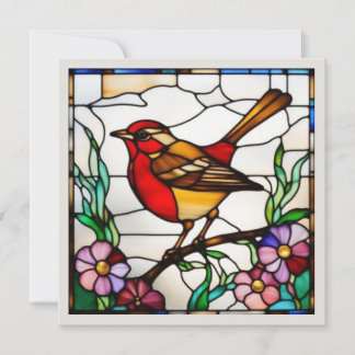Bright Robin in Stained Glass Note Card