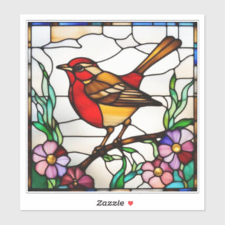 Bright Robin in Stained Glass Sticker