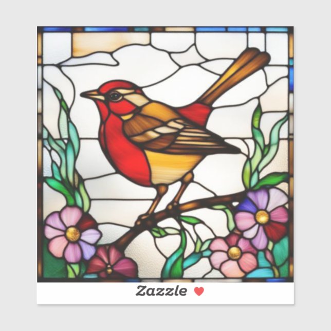 Bright Robin in Stained Glass Sticker (Sheet)