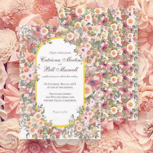 Bright Romantic Colorful Floral Wedding Invitation (Creator Uploaded)