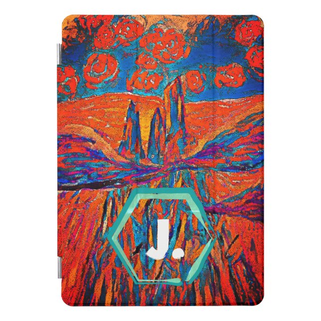 Bright Roses in the Sky and Monogram iPad Pro Cover (Front)