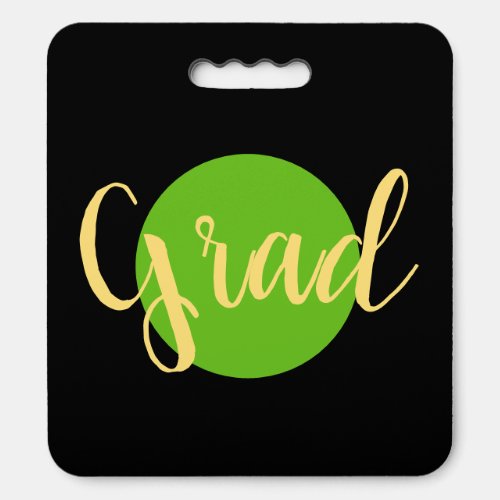 Bright Round Green Black Background Fun Grad Text Seat Cushion