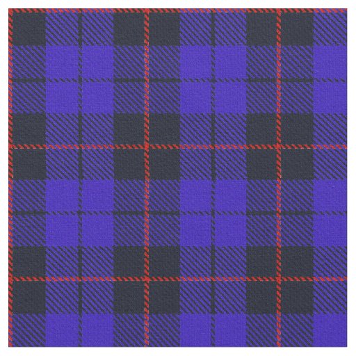 Bright royal blue cobalt palid red/black stripe fabric