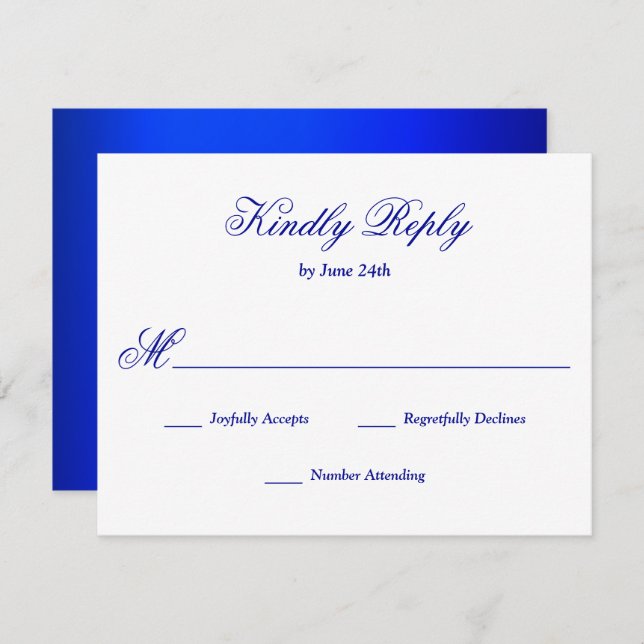 Bright Royal Blue RSVP Card (Front/Back)