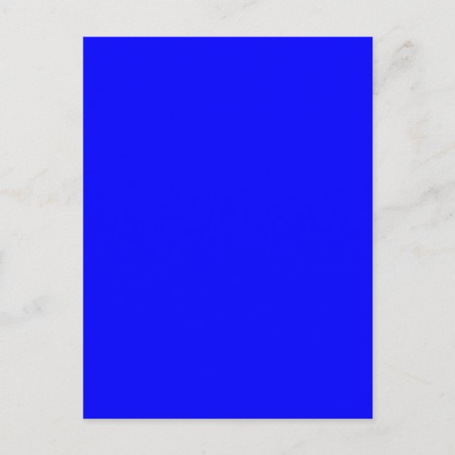 Bright Royal Blue Solid Trend Color Background Postcard (Front)