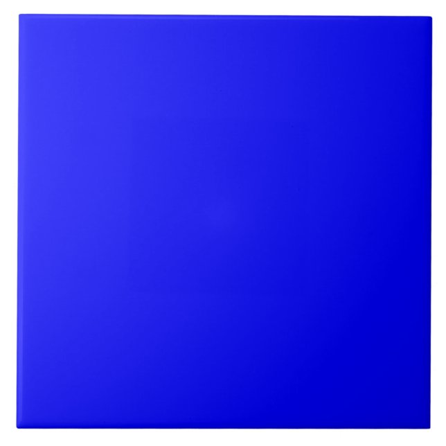 Bright Royal Blue Solid Trend Color Background Tile (Front)