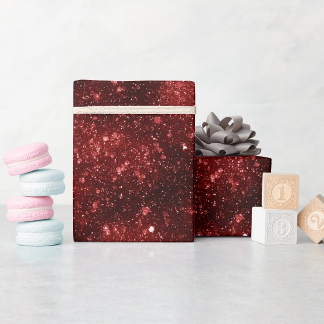 Bright Ruby Red Shine Glitter Pattern Wrapping Paper (Baby Shower)