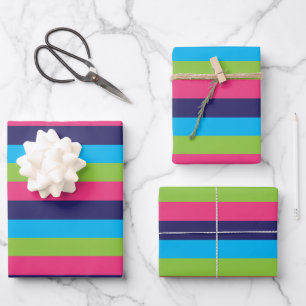 Bright Rugby Stripes Gift Wrapping Paper Sheets