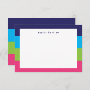 Bright Rugby Stripes Personalized Note Cards