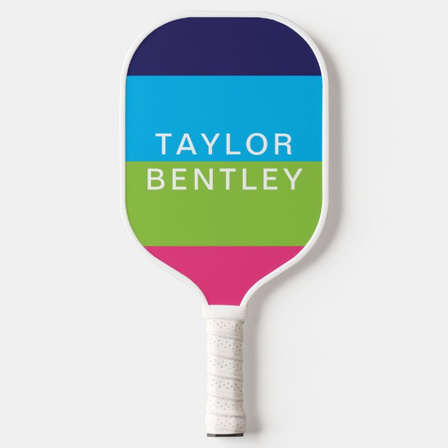 Bright Rugby Stripes Personalized Pickleball Paddl Paddle (Front)
