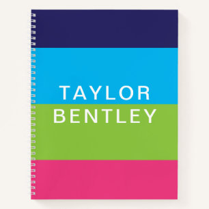 Bright Rugby Stripes Personalized Spiral Notebook