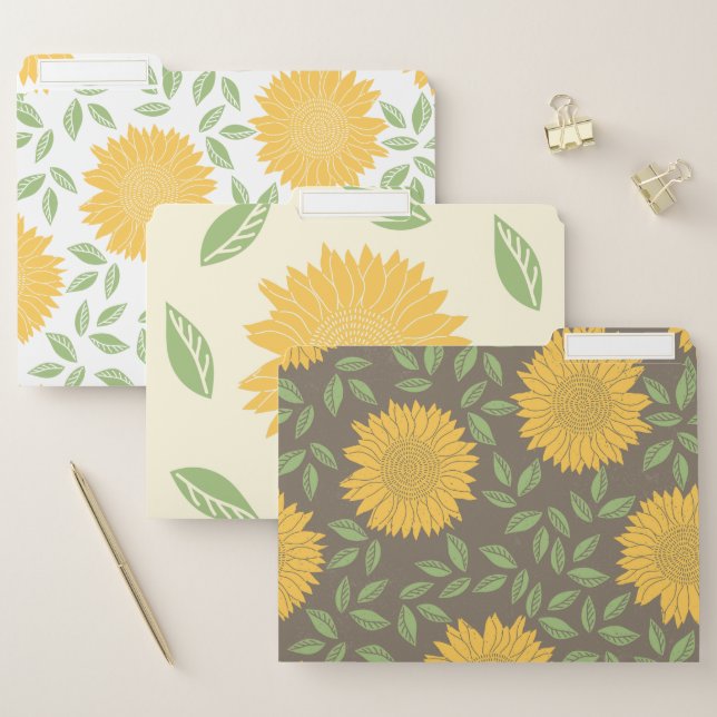 Bright Rustic Country Sunflower Pattern File Folder (Set)