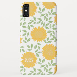 Bright Rustic Country Sunflower Pattern Monogram iPhone XS Max Case