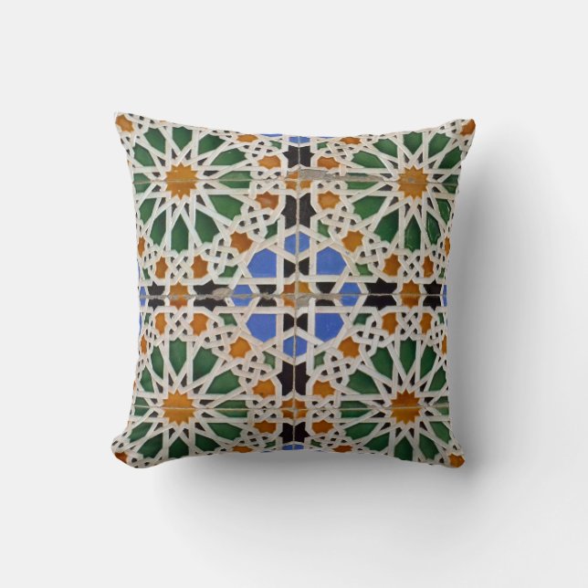 Bright Rustic Mosaic Throw Pillow (Front)