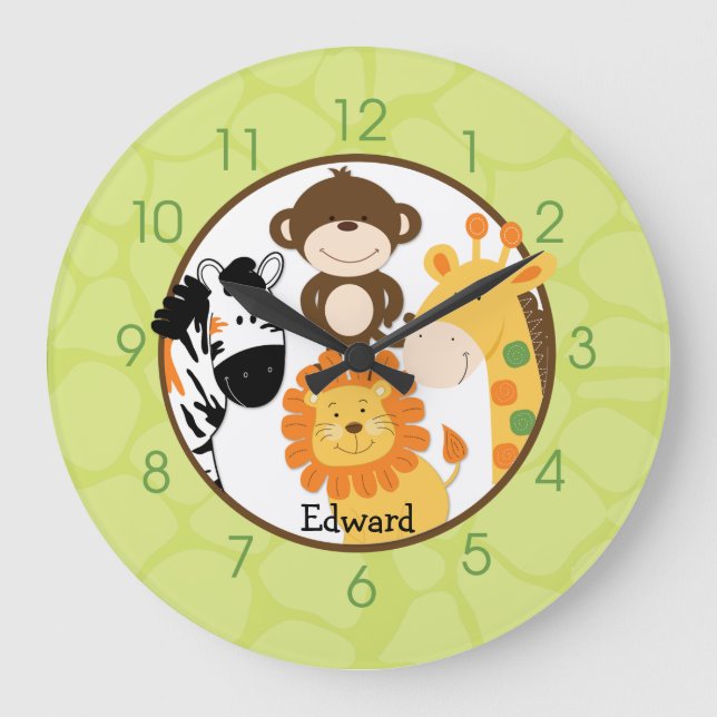 Bright Safari Jungle Wall Clcok Large Clock (Front)