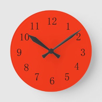 Bright Scarlet Red Kitchen Wall Clock by Red_Clocks at Zazzle