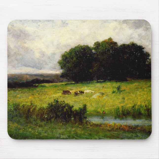 Bright Scene of Cattle near Stream - Edward Mitche Mouse Pad (Front)