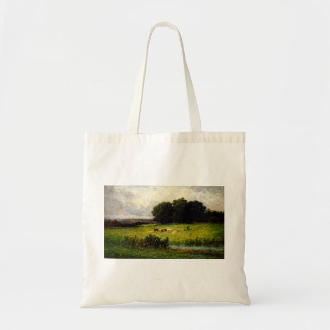 Bright Scene of Cattle near Stream - Edward Mitche Tote Bag (Front)
