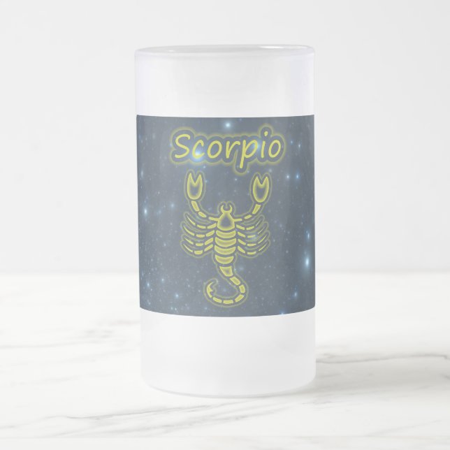 Bright Scorpio Frosted Glass Beer Mug (Center)