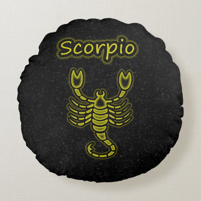 Bright Scorpio Round Pillow (Front)