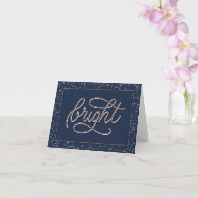 Bright script holiday card with bokeh star border (Orchid)