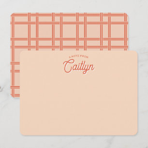 Bright Script Orange Trendy Personalized Flat Note Card