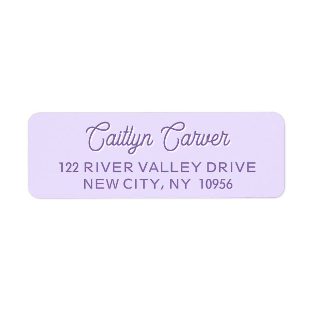 Bright Script Purple Trendy Personalized Label (Front)