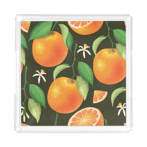 Bright seamless orange pattern design acrylic tray