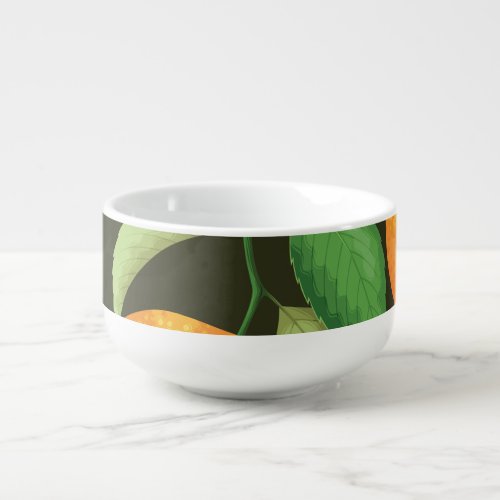 Bright seamless orange pattern design soup mug