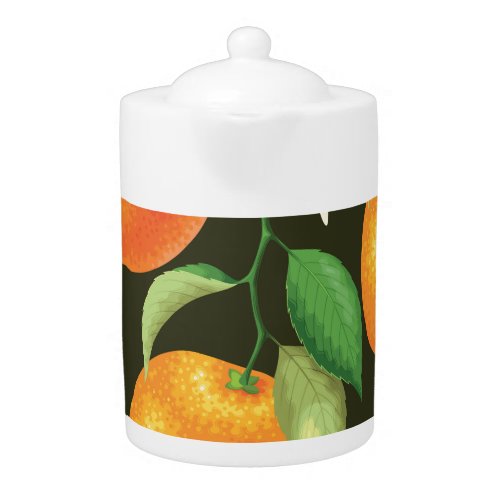 Bright seamless orange pattern design teapot