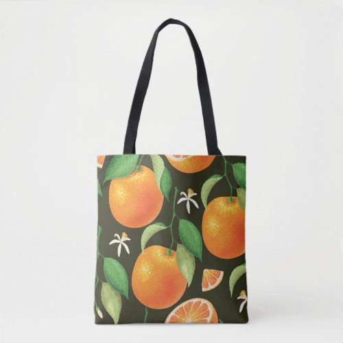 Bright seamless orange pattern design tote bag