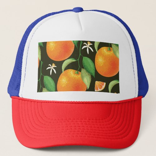 Bright seamless orange pattern design trucker hat