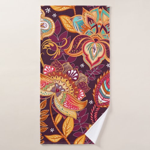 Bright seamless pattern in paisley style Colorful Bath Towel