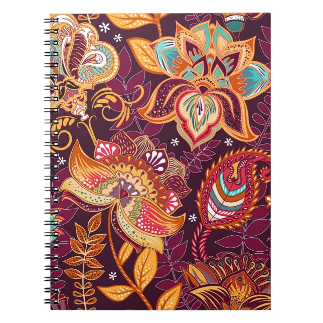 Bright seamless pattern in paisley style. Colorful Notebook (Front)