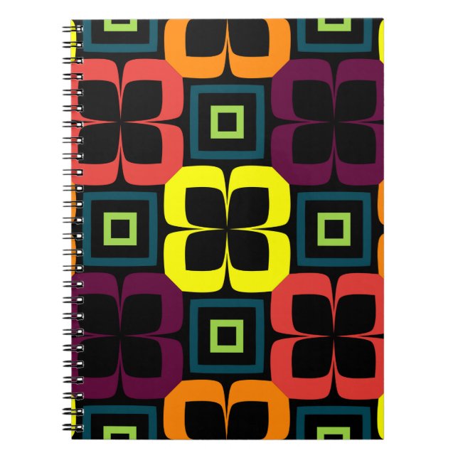 Bright seamless pattern with colorful flowers on a notebook (Front)