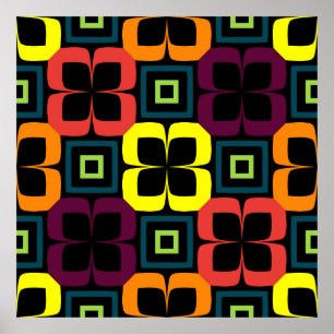 Bright seamless pattern with colorful flowers on a poster