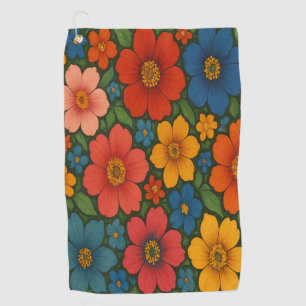 Bright Seamless Wildflower Pattern Golf Towel